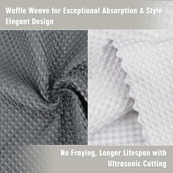 GLIMGLINT Waffle Weave Microfiber Towel,Lint Free Microfiber Cleaning Cloth for Household,Reusable Dish Towels,20Pack,11.5x11.5 Inch, (12 Grey, 8 White)