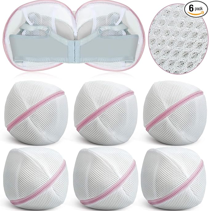 Shappy 6 Pieces Bra Washing Bag for Laundry Mesh Wash Lingerie Underwear Brassiere Washing Bags with Zipper for Women Laundry Storage (11.81 Inch,Pink)