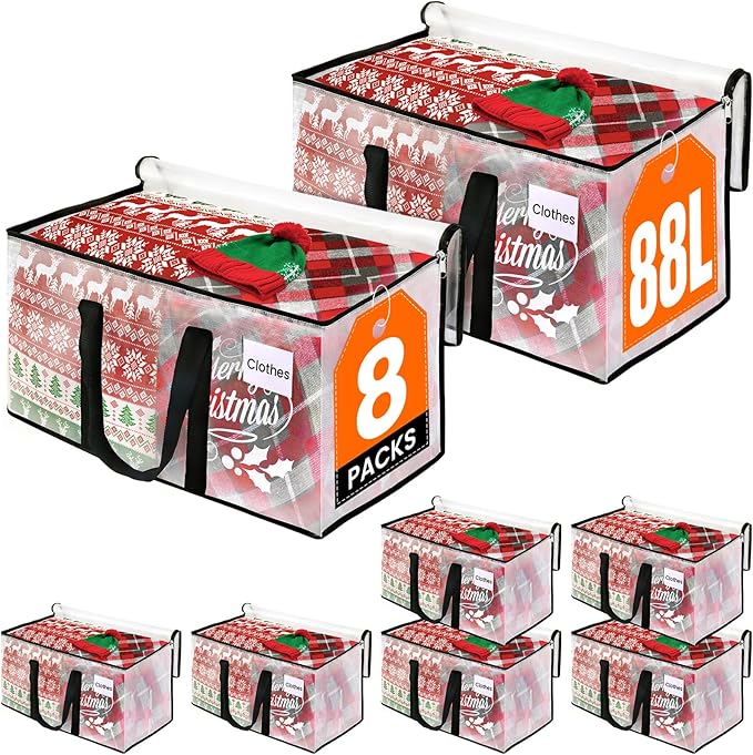 Clear Heavy Duty Extra Large Moving Supplies Storage Bags with Reinforced Handle and Double Zipper, Alternative to Moving Box (8 Packs)