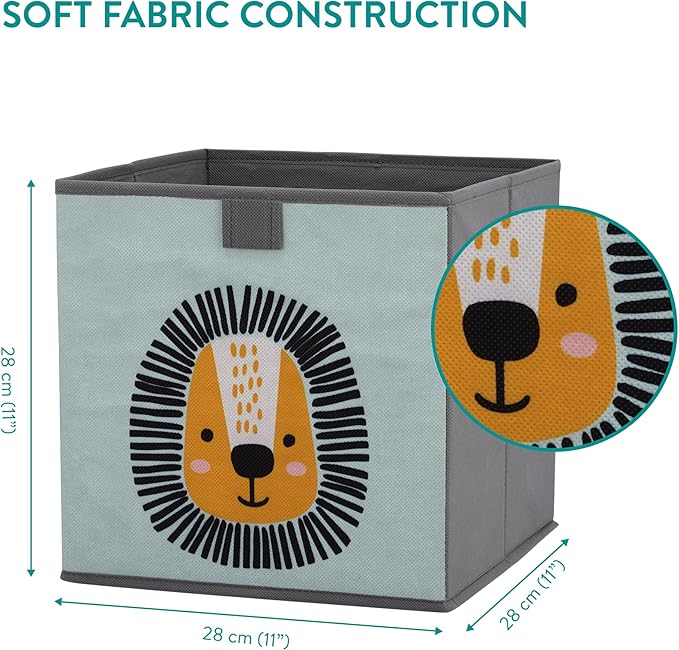Navaris Kids Storage Cubes Set of 3 - Kids Cube Fabric Organizer Storage Bins - Foldable Cloth Cube for Childrens Bedroom Baby Nursery - Book Toy Bin Cubby Storage - Mint Green