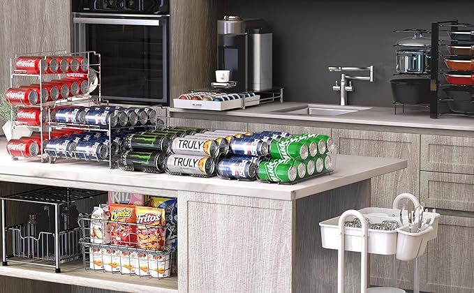 Simple Houseware Assorted Can Organizer for Refrigerator/Pantry, Set of 4, Clear