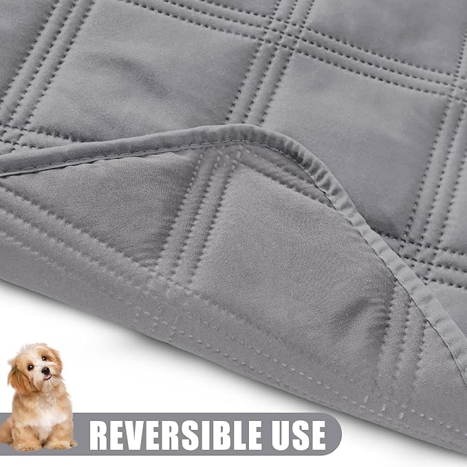 Smiry Waterproof Dog Bed Cover Blanket 40x90, Soft Reversible Pet Blanket, Washable Leakproof Cats Dogs Couch Cover for Sofa, Couch, Furniture, Lattice, Grey/Grey