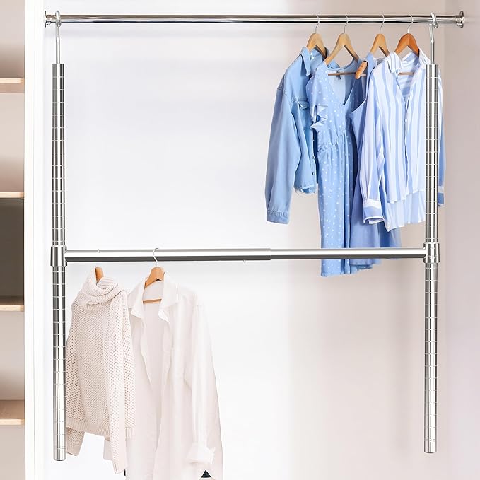 Deco Brothers Adjustable Hanging Closet Rod, Chrome