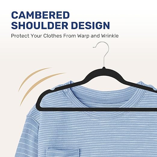 Simple Deluxe 30 Packs Heavy Duty Velvet Hangers, Space Saving Felt Hangers, Heavy Duty Clothes Hangers with 360° Rotatable Hook for Coats, Pants, Black