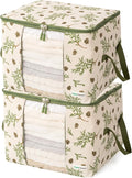 Chaos Cleared Canvas Storage Bags Designer Organizer 2 Pack – Seasonal Storage for Sweaters, Blankets, Linens & Garments – Foldable Design with Zip & Window, Moth-Proof Space Saver, Mistletoe Print