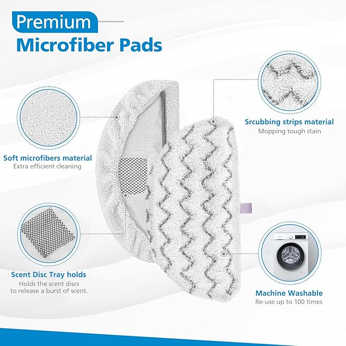 6 Pack 1940 for Bissell Steam Mop Pads for Bissell PowerFresh Steam Mop 1806 1544 1440 2075A 2685A 1940W 19404 Series, Model 19402 19408 1940a 1940f 1940q 1940t B0006 B0017, Part #5938#203-2633