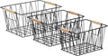Amazon Basics Stackable Rectangular Wire Storage Baskets for Closet Organization, Set of 3, Multipurpose Home Organizer, Black