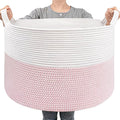 Goodpick Large Storage Basket 22'' x 14'', Baby Basket for Blankets Living Room, Toy Storage Organizer for Clothes, Toys, Pink