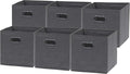 Simple Houseware Foldable Cube Storage Bins with Handles, 11-Inch, Dark Gray, 6-Pack, Fabric Cubes Organizer for Closet or Shelves