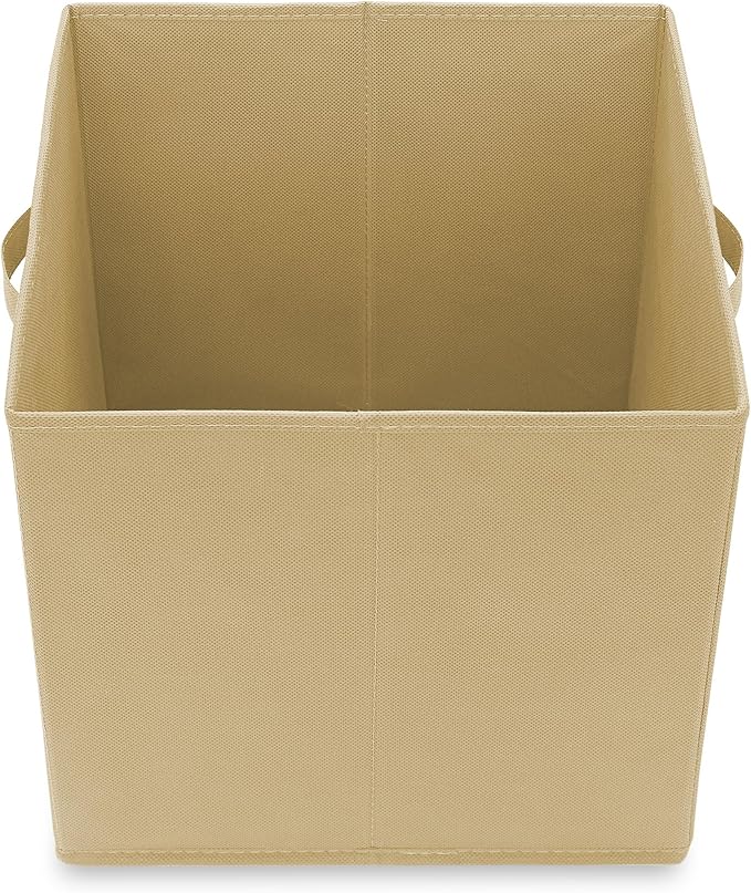 Casafield Set of 6 Collapsible Fabric Cube Storage Bins, Sandy Beige - 13" Foldable Cloth Baskets for Shelves, Cubby Organizers & More