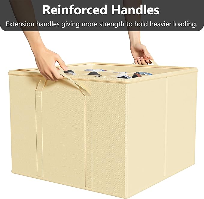 SUOCO 2 Pack Shoe Organizer for Closet, Fits up to 32 Pairs, Small Space Shoe Storage Boxes Bins Containers w/Adjustable Dividers and Clear Top, Black, Beige