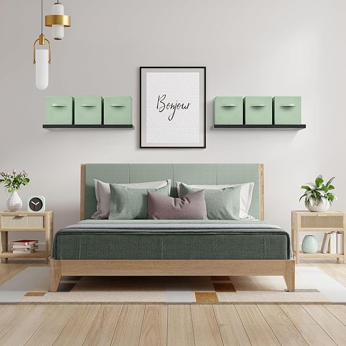 Sorbus Foldable Storage Cubes - 6 Pack, 11 Inch, Sage Green, Fabric, Foldable, Storage and Organization, Versatile Use, Collapsible Storage, Lightweight and Durable