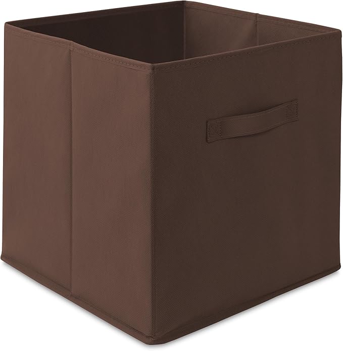Casafield Set of 6 Collapsible Fabric Cube Storage Bins, Brown - 13" Foldable Cloth Baskets for Shelves, Cubby Organizers & More