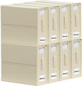 SheetCube Bed Sheet Organizers and Storage 8 Pack, Foldable Linen Closet Organizer with Window and Label, Bedding Folder Storage Box Container for Blanket, Duvet Cover Set, Bed Sheet Set - Beige