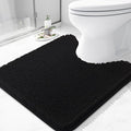 Arotive Bathroom Toilet Rugs U Shaped 24x24, Extra Soft Absorbent Shaggy Chenille Contour Bath Rugs for Toilet, Machine Washable Non-Slip Contoured Bath Mats, Black
