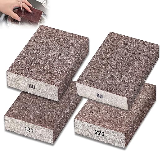 4 Pack Sanding Sponge,Drywall Sanding Blocks 4 Grits Per Pack (60/80/120/220),Washable and Reusable Sandpaper Block for Wood Furniture,Wall,Pot,Sheetrock,Metal and Brush Sanding