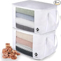 Sweater Storage for Closet – 2 Large Cotton Garment Bags, 30 Cedar Rings, & Mesh Window for Cashmere Sweaters – Wool & Cotton Sweater Organizer by Cashmere Kiwi, 15 x 11 x 9 In