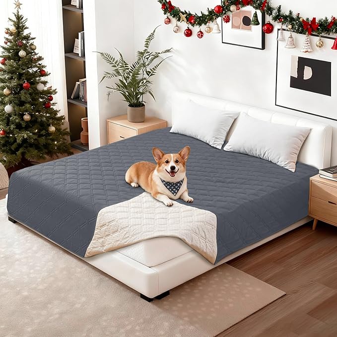Waterproof Dog Bed Cover Pet Blanket, Soft Couch Cover for Dogs Washable, Non-Slip Dog Blanket Protect Furniture Couch Sofa Car for Puppy Large Dogs Cat (30x53 Inch, Dark Grey)