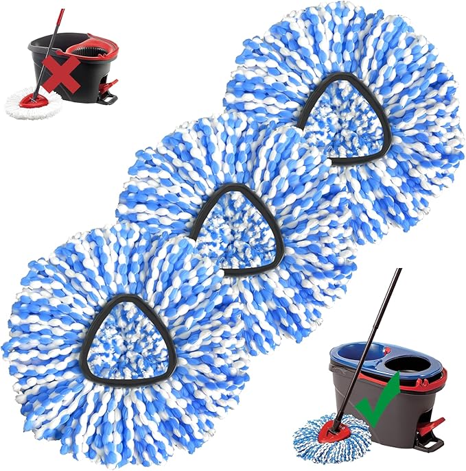 Spin Mop Replacement Head, 3 Pack Mop Replacement Head, Easy Cleaning, Microfiber, Spin Mop Refills, Machine Washable