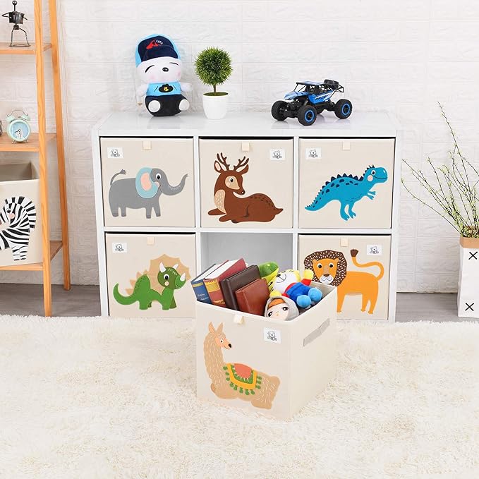 CLCROBD Foldable Animal Cube Storage Bins Fabric Toy Box/Chest/Organizer for Toddler/Kids Nursery, Playroom, 13 inch (Triceratops)