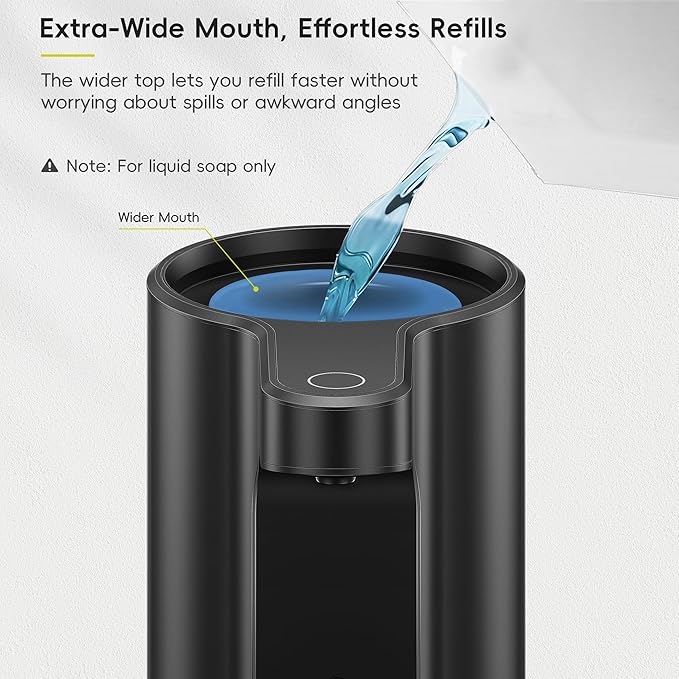 EKO Aroma Pro 13.5 fl oz Touchless Automatic Liquid Soap Dispenser, Rechargeable Hand & Dish Soap Dispenser for Bathroom and Kitchen, Waterproof, Adjustable Volume Control (Matte Black)