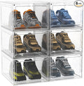 YIIHAA 12 Pack X Large Shoe Storage Box, hicken Sturdy Hard Plastic Clear Stackable Sneaker Shoe Rack for Size 12, Easy Assembly Storage Organizer, Holder Sneaker Container (Transparent, 6)