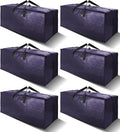 6 Pack Heavy Duty Extra Large Moving Bags W/Backpack Straps - Strong Handles & Zippers, Storage Totes For Space Saving, Fold Flat, Alternative to Box and Bin (40 gal, Blue)