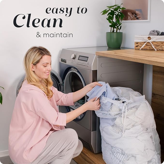 Handy Laundry Mesh XL Laundry Bags - Durable, Machine Washable with Secure Drawstring Closure - Perfect for College Dorms, Laundromats, Apartments (White, 2-Pack)