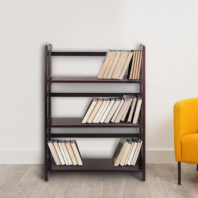 Casual Home 3 Shelf Folding Stackable Bookcase, 27.5" Wide, Espresso