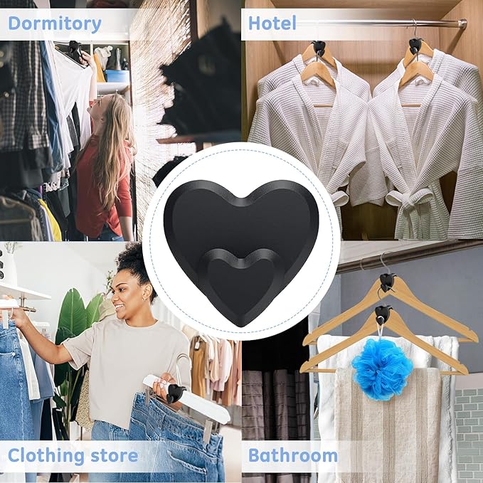 25 Pcs Clothes Hanger Connector Hooks,Hangers Space Saving Hanger Hooks Space Saver Hangers for Clothes,Heavy Duty Cascading Black Heart Hanger Organizer for Closet,Fits All Hangers