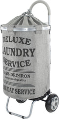 dbest products Laundry Trolley Dolly, Grey Laundry Bag Hamper Basket cart with wheels sorter