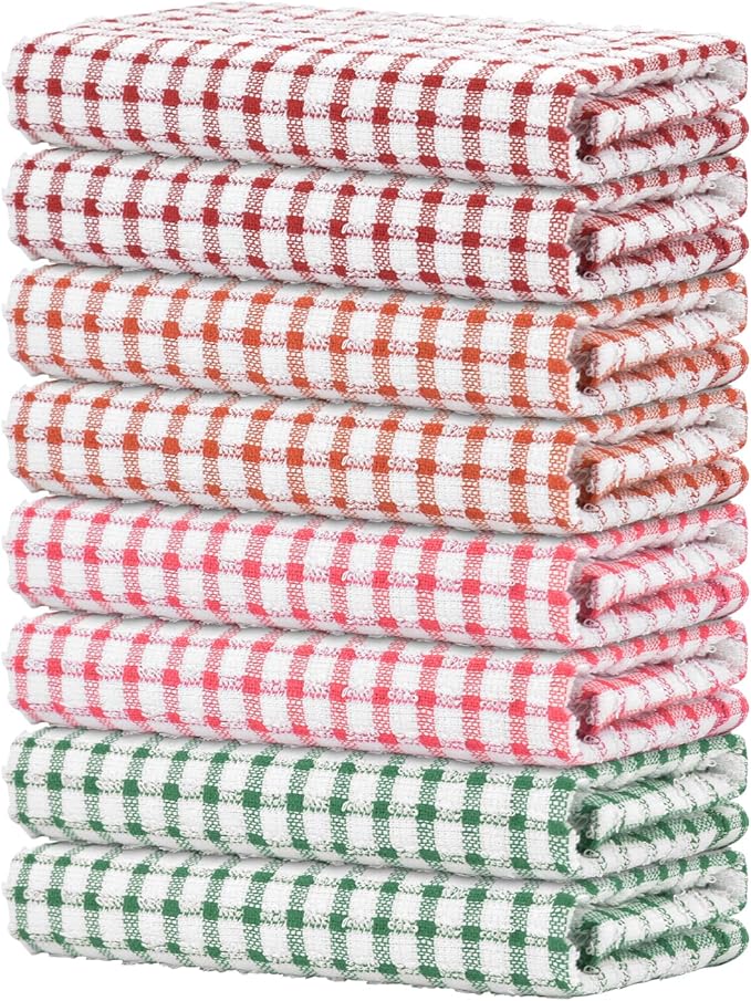 Nialnant 8 Pack Kitchen Towels, Dish Towels for Kitchen, 100% Cotton Dish Cloths for Washing Dishes, Quick Drying Reusable Cleaning Rag - 25 x 16 in