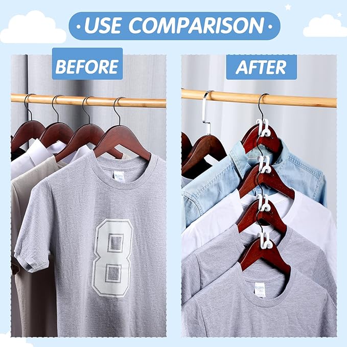 Unittype 150 Pcs Space Saving Hanger Hooks, Clothes Hanger Connector Hooks, Heavy Duty Space Saver Extender Clips for Closet Organizers (White)