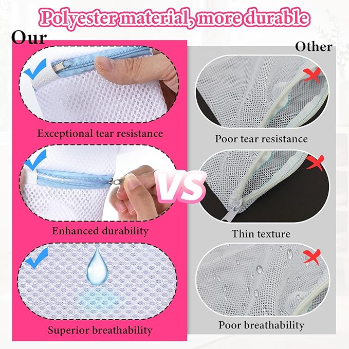 4 Pcs Small Mesh Laundry Bags - Laundry Pod Anti-Sticking Bag - Durable Zippered Small Mesh Bag for Pods And Scent Beads Rectangle