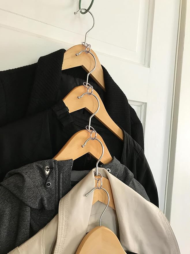 Three by Three Seattle Cliffhanger™ Hanger Connectors: Space-Saving Wardrobe Solution, 3 Pack (12 Links)