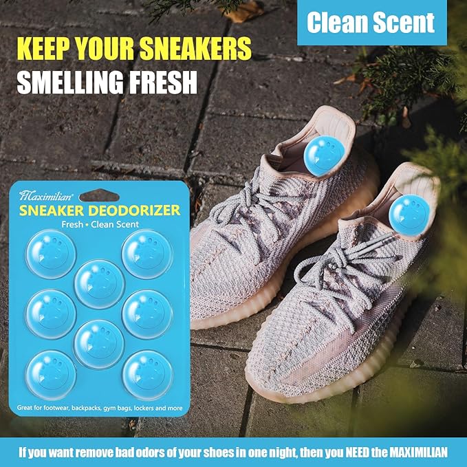 MAXIMILIAN Shoe Deodorizer Balls 8pcs Professional Shoe Fresheners Balls Foot Odor Eliminator Odor-Fighting Freshener for Neutralizing Odor and Refreshing Sneaker Shoes, Wardrobe, Bags, Blue