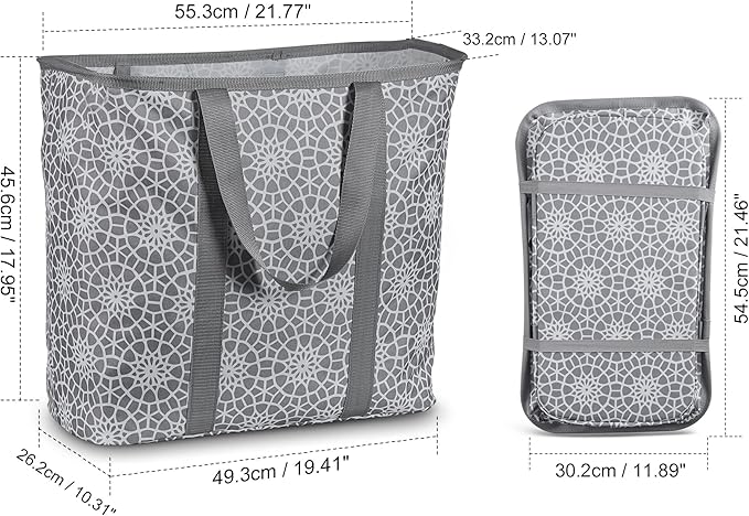 JOMOLA Collapsible Laundry Caddy 80L Large Foldable Laundry Basket Grey Collapsible Laundry Hamper Fabric Laundry Tote with Handles and Sturdy Pop-Up Wire Frame