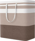StorageRight Large Collapsible Laundry Basket Hamper with Easy Carry Handles，Freestanding Clothes Hampers for Laundry, Bedroom, Dorm, Towels, Toys, 100L, Khaki