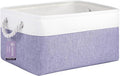 Large Storage Baskets- 15.7x11.8x8.26 inch Storage Bins for Shelves and Closet Organizing, Foldable Fabric Bin for Home Organization Clothes and Laundry (1-Pack, White&Purple)
