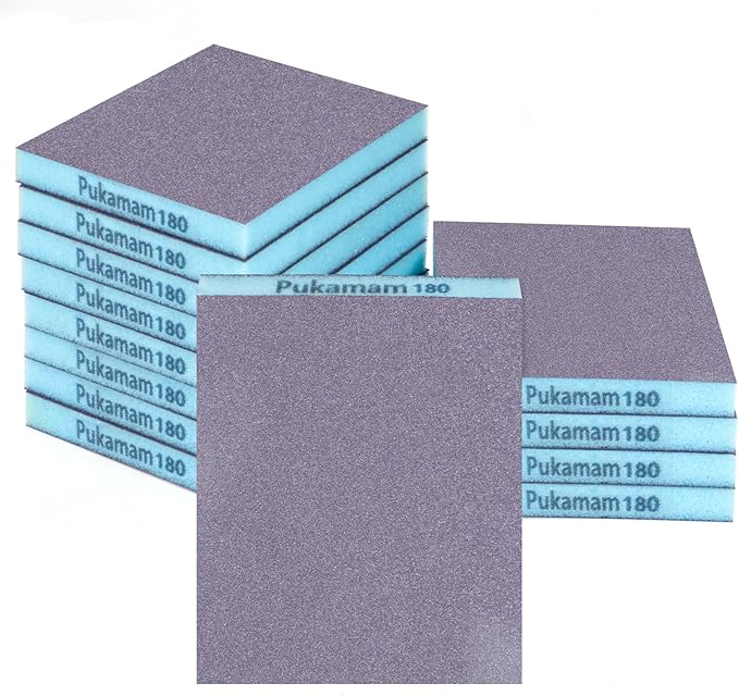 12 Pack Sanding Sponge, Washable and Reusable Sanding Blocks 180 Grit Wet Dry Sand Paper for Wood Drywall Metal Furniture