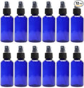 Cornucopia Brands 4oz Blue PLASTIC Fine Mist Spray Bottles (Pack of 12) BPA-Free Plastic Spritzer Bottles, Labels Included; PET #1 Plastic Bottles