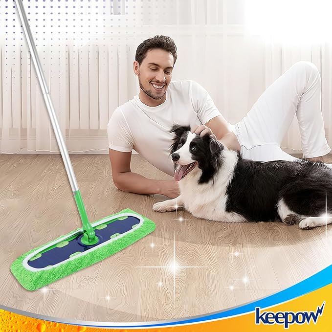 KEEPOW 12PCS Mop Pads Replacement Compatible with Swiffer Wet Pads Refill XL Size, Reusable Mop Pads for Hardwood Floor Cleaning