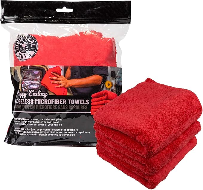 Chemical Guys Happy Ending Ultra Plush Edgeless Microfiber Towel, Red - MIC34103