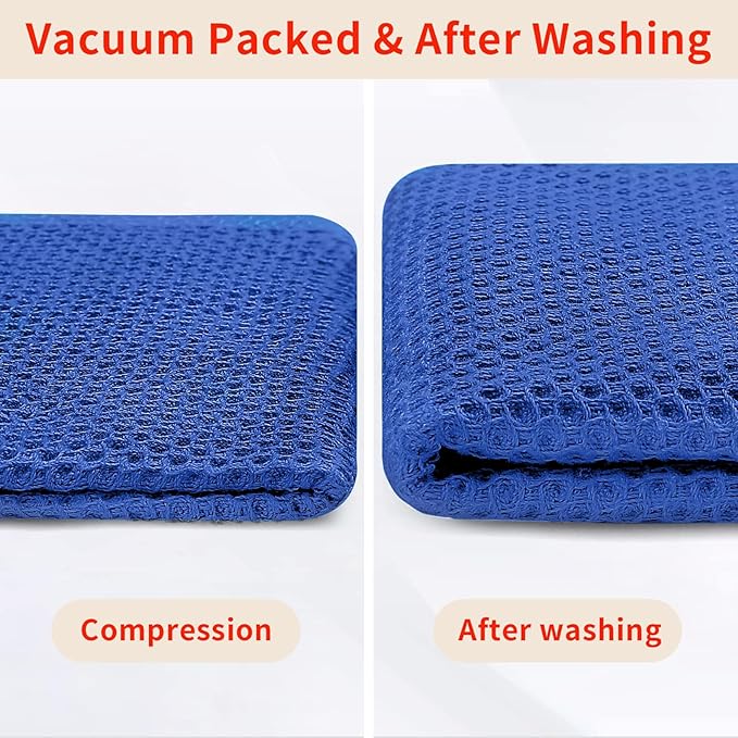 Homaxy 100% Cotton Waffle Weave Kitchen Dish Cloths, Ultra Soft Absorbent Quick Drying Dish Towels, 12 x 12 Inches, 8-Pack, Blueberry