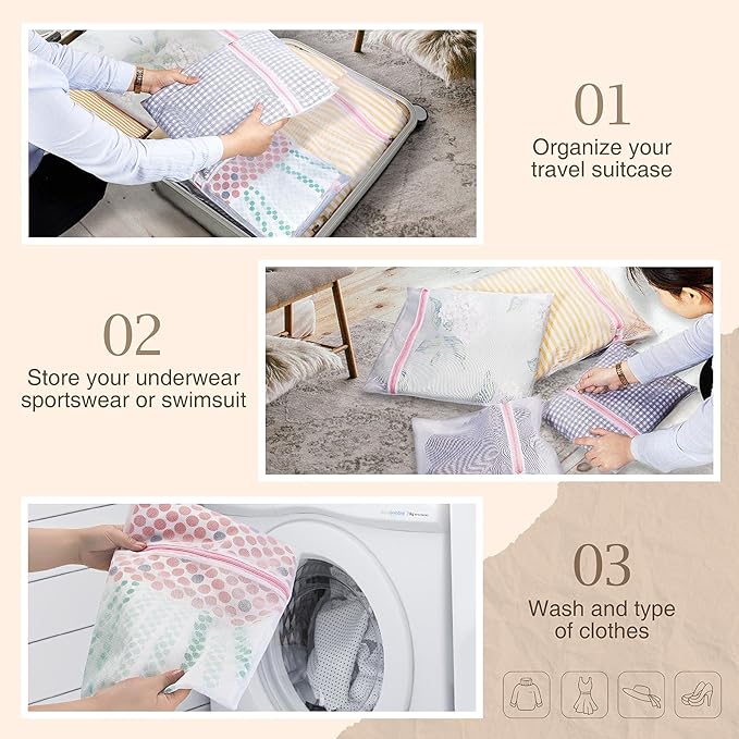 Greenstell Laundry Hamper with Wheels&Lid, 130L Large 3 Sections Clothes Hamper with 2 Types Removable Liner Bags, 5 Mesh Laundry Bags, Handwoven Divided Laundry Basket for Clothes, Natural