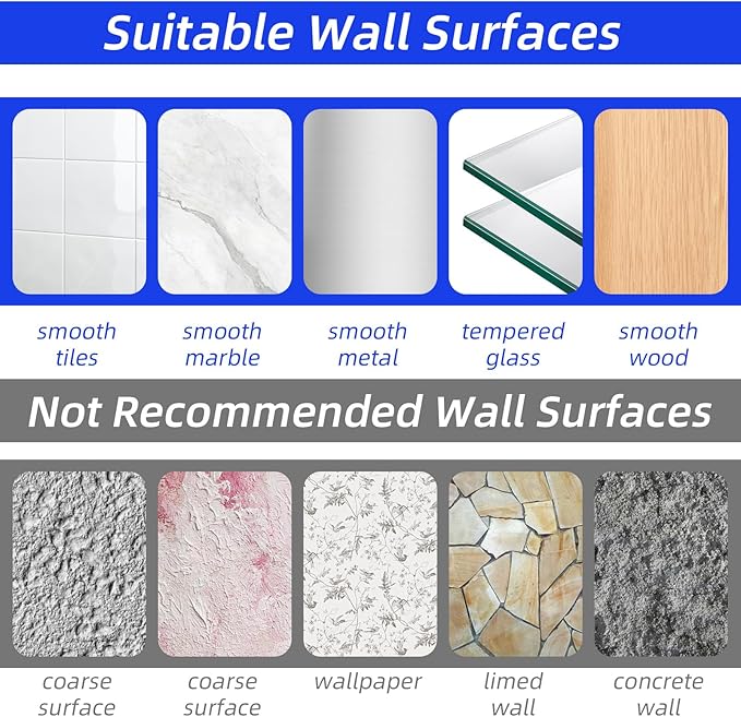 CIATBYYJ 8Pcs Shower Caddy Adhesive Hooks, Clear Strong Shower Adhesive Strips, No Drilling Waterproof Wall Hooks for Corner Showers Caddy, Bathroom Storage Shelves and Kitchen Racks 6×14 CM