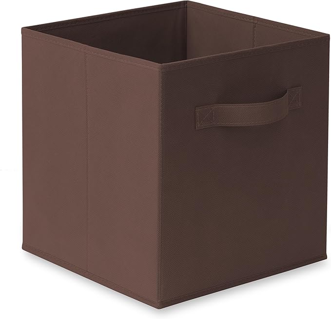 Casafield Set of 6 Collapsible Fabric Cube Storage Bins, Brown - 11" Foldable Cloth Baskets for Shelves, Cubby Organizers & More