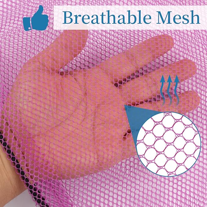 6 Pcs Mesh Bags Drawstring, 14x17 Inch with Lock, Multipurpose Storage Bags for Gym, Balls, Beach, Laundry (Purple)