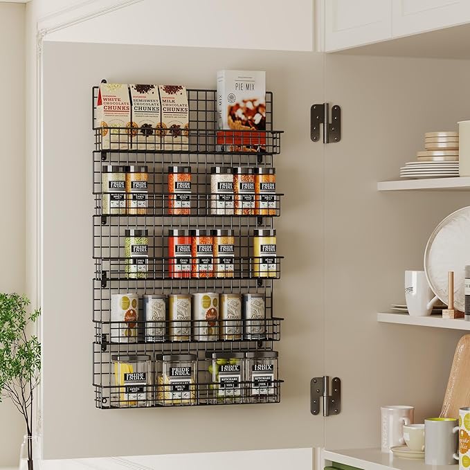 X-cosrack Spice Rack Organizer, 5-Tier Spice Rack for Wall, Stackable Hanging Spice Jars Storage Racks, Great for Kitchen and Pantry, Up to Storage 48 Jars(Patent No.:D909138S)