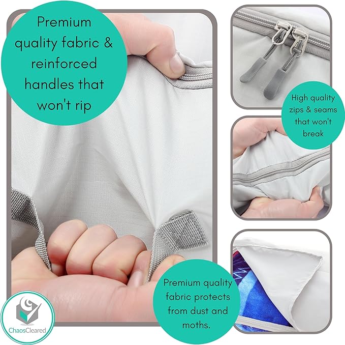 2 Pack Clothing Storage Bags Clothes Organizer folding fabric bags for sweaters, clothing, garment, bedding, quilt, linens, large folding organizers with zip & window, mothproof underbed space savers